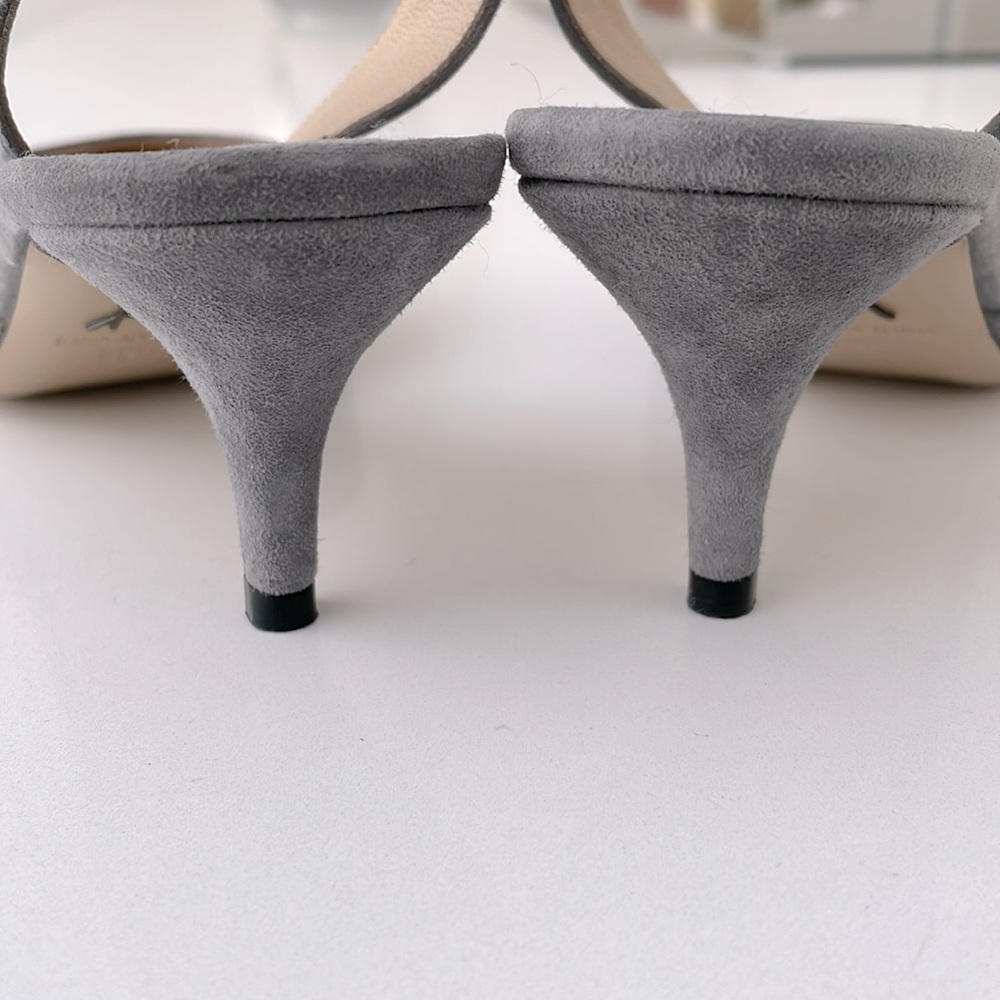 Paul Andrew Light Grey Suede Kitten heel Slingback - Picture 12 of 16